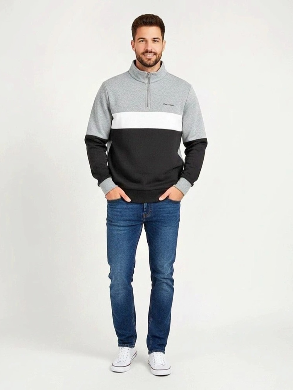 Calvin Klein Archive Logo Fleece Quarter Zip Sweatshirt